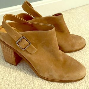 Lucky brand brown suede mule shoes